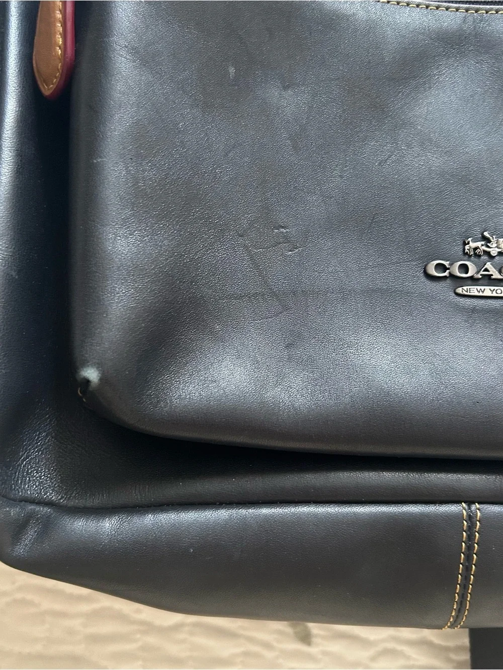 Coach Black Leather Backpack with Mickey Mouse Accent